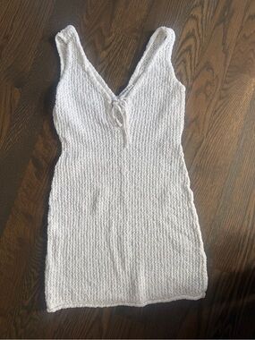 Abercrombie White Crochet V-Neck Swim Coverup Beach Cover Up Tank Women's S